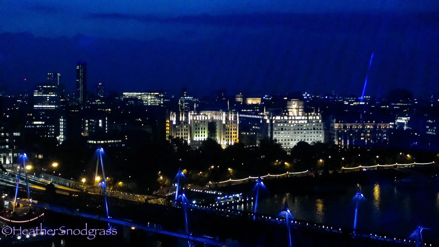 London at night from the London Eye