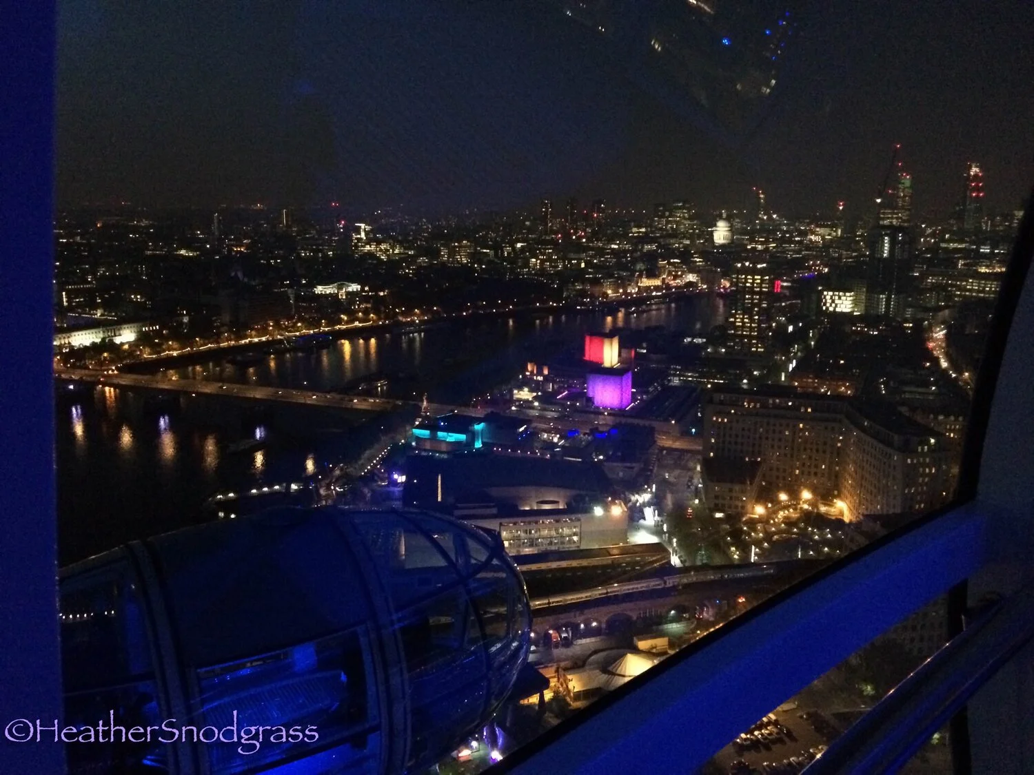 London at night from the London Eye