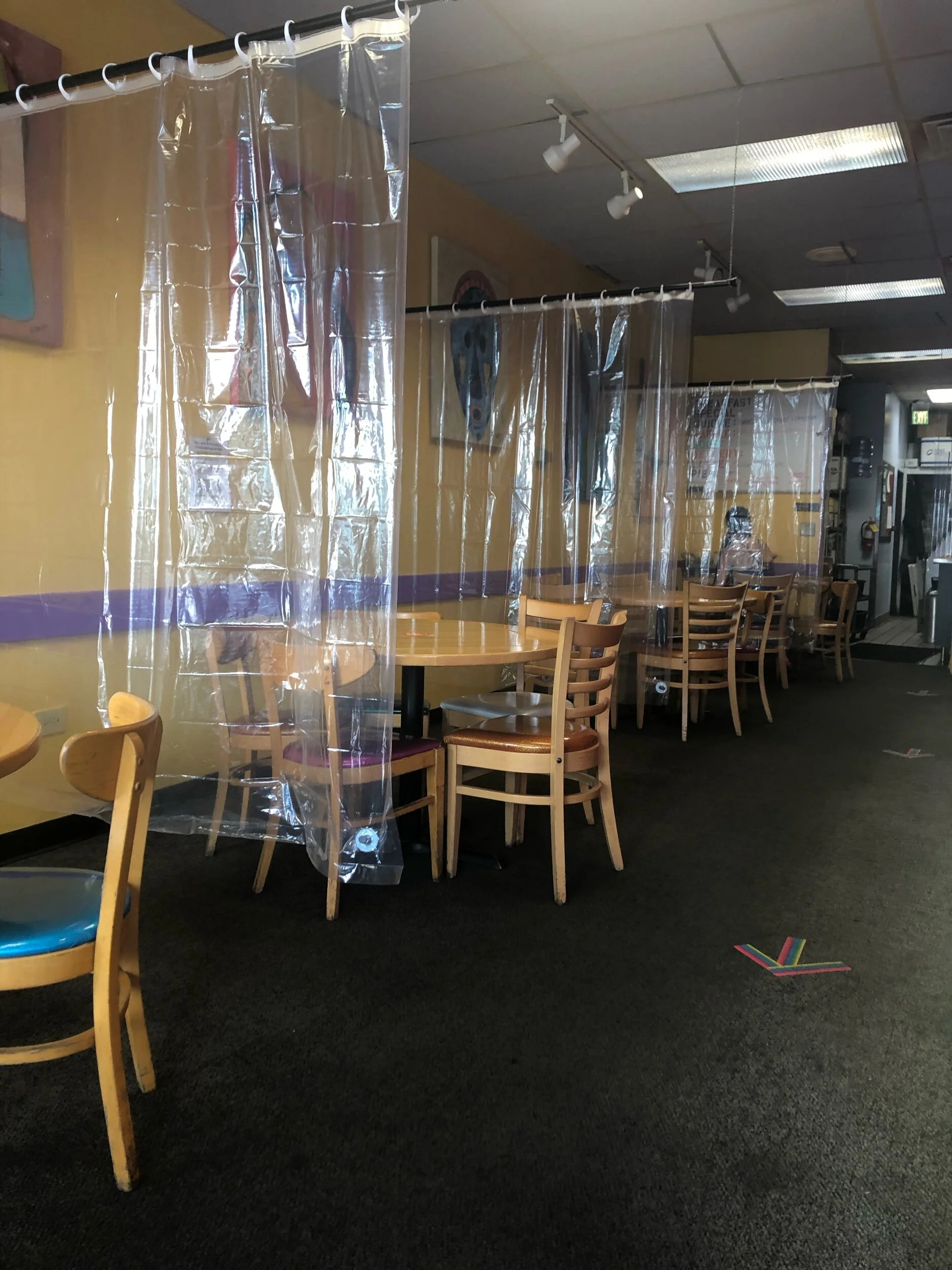 Inside of restaurants during slow reopening when people don’t want to sit outside