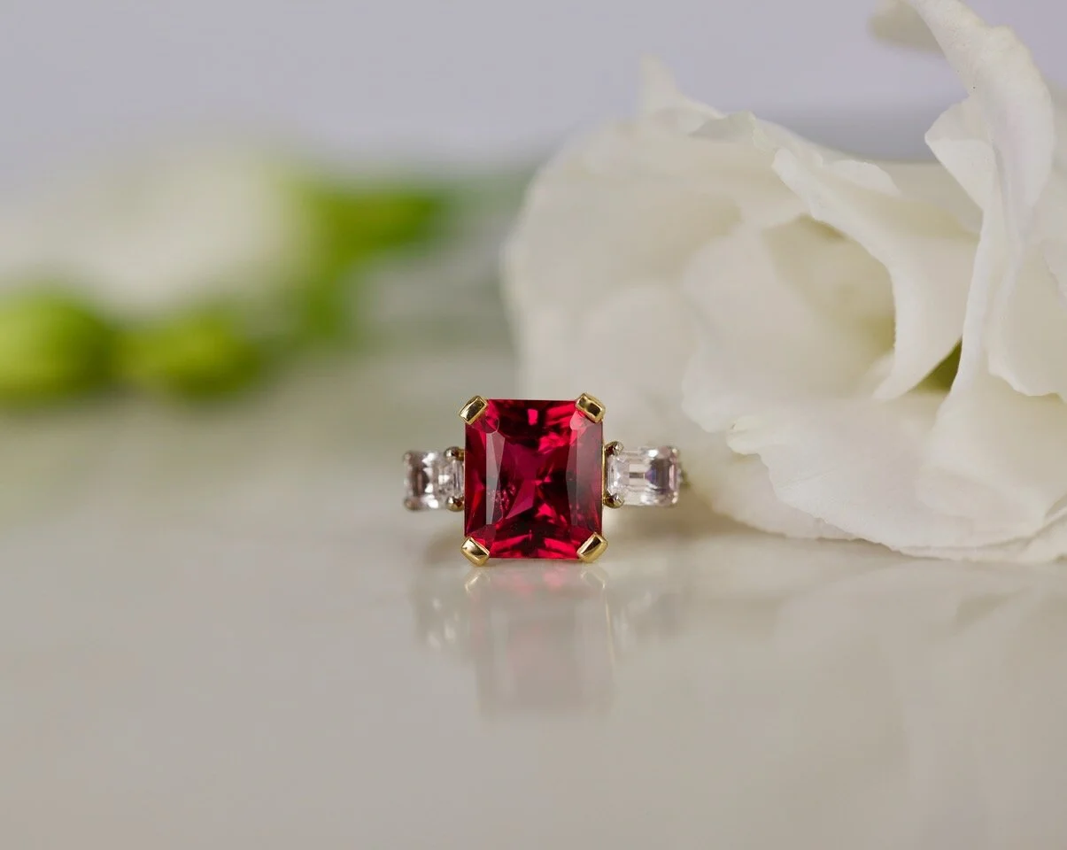 Rubellite (tourmaline) and diamond ring. Image: Tallulah