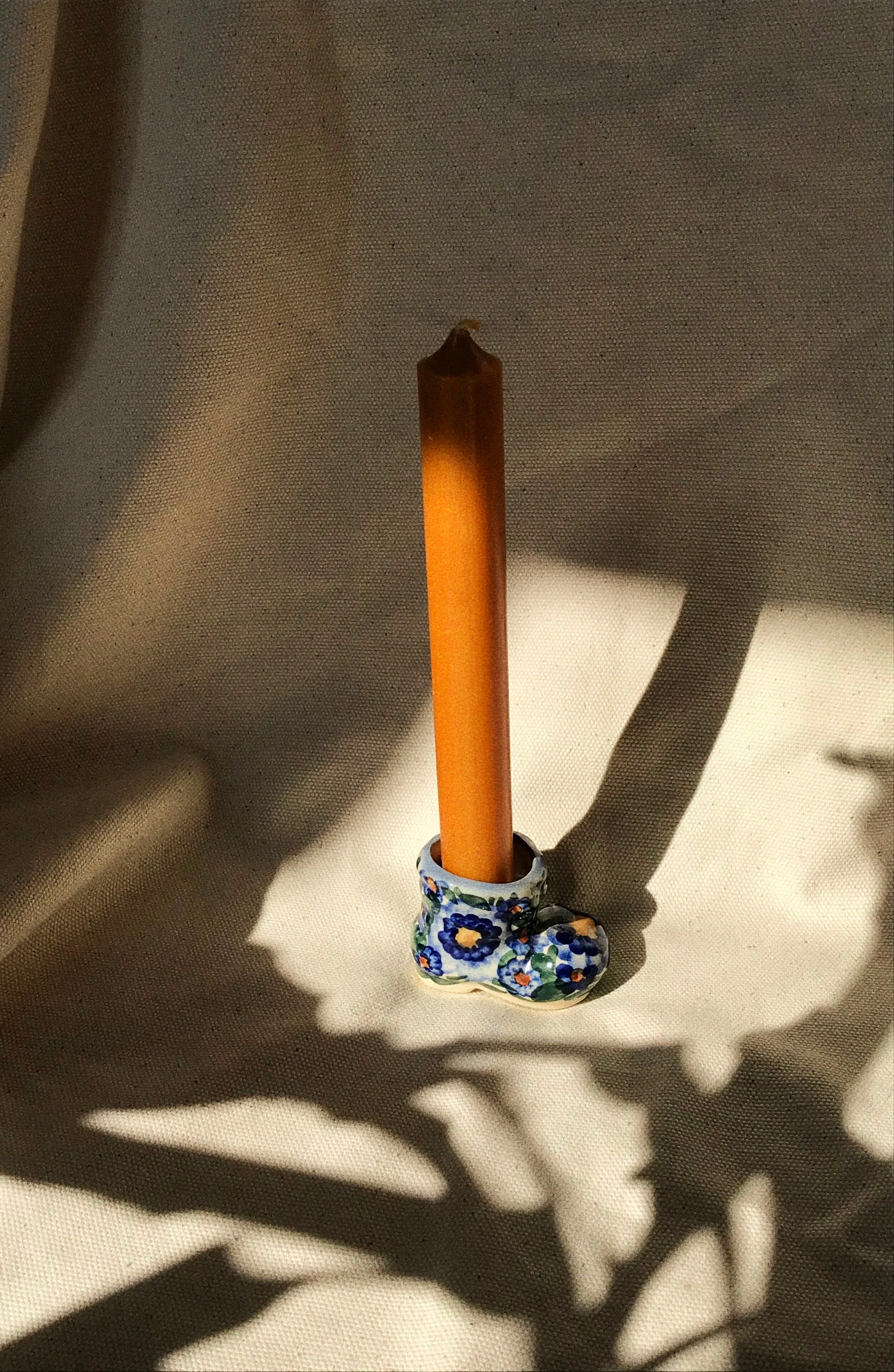 floral boot candleholder