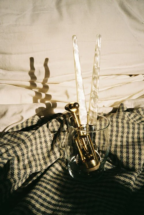 pearlescent / floral salad servers