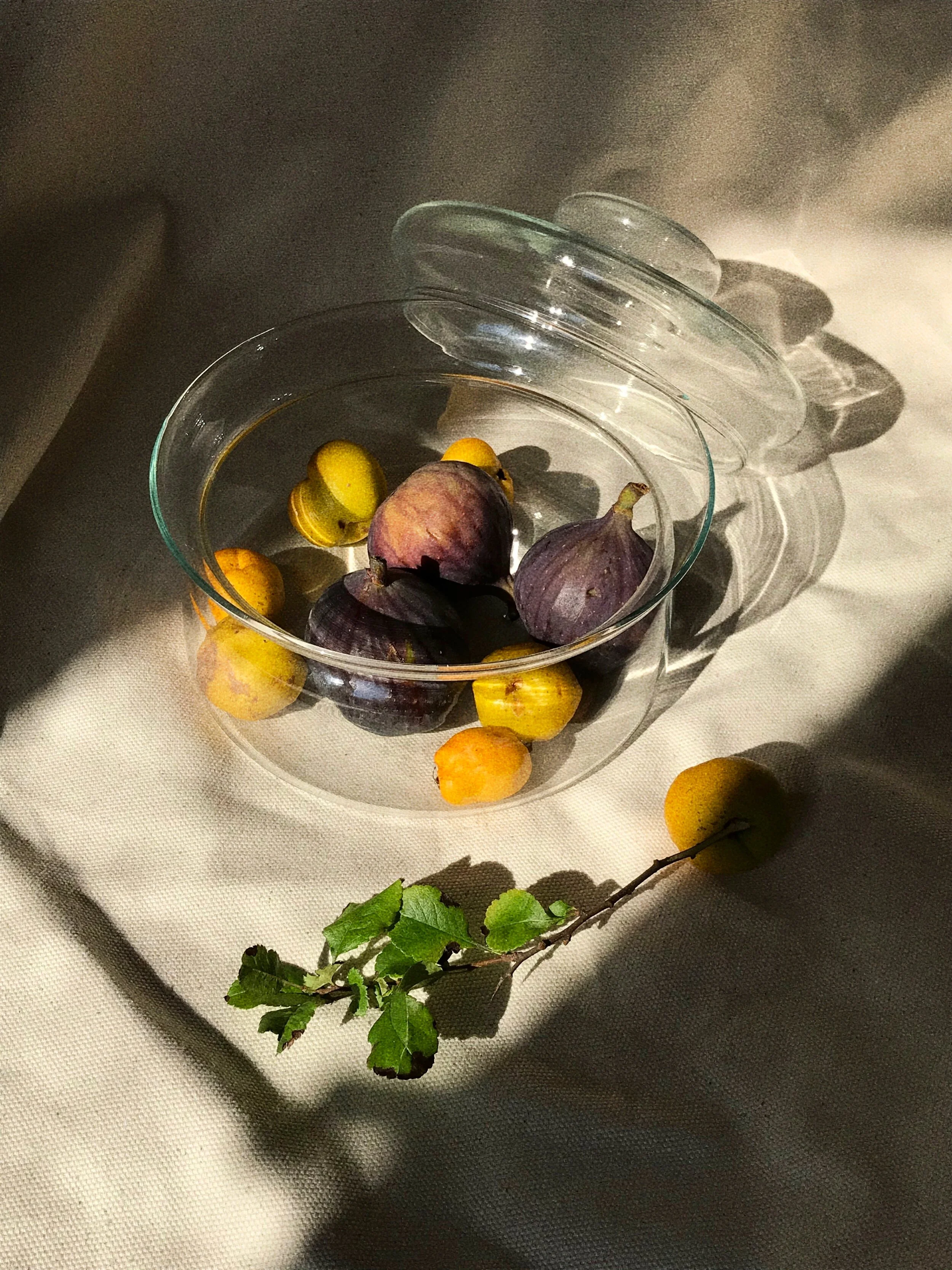 large glass bowl with lid