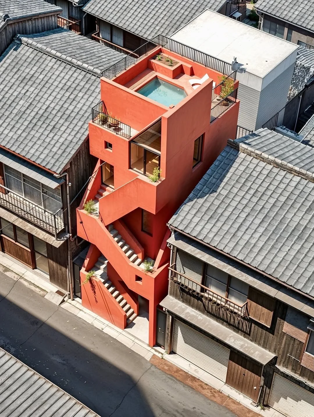 A red concrete dwelling settled in-between old houses in Tokyo 

Created with #ai by @syntheticarchitecture 

#syntheticarchitecture #architecture #ai #aiarchitecture #visualpleasuremag