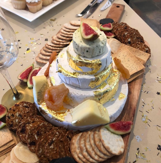 A special birthday cheese tower cake.