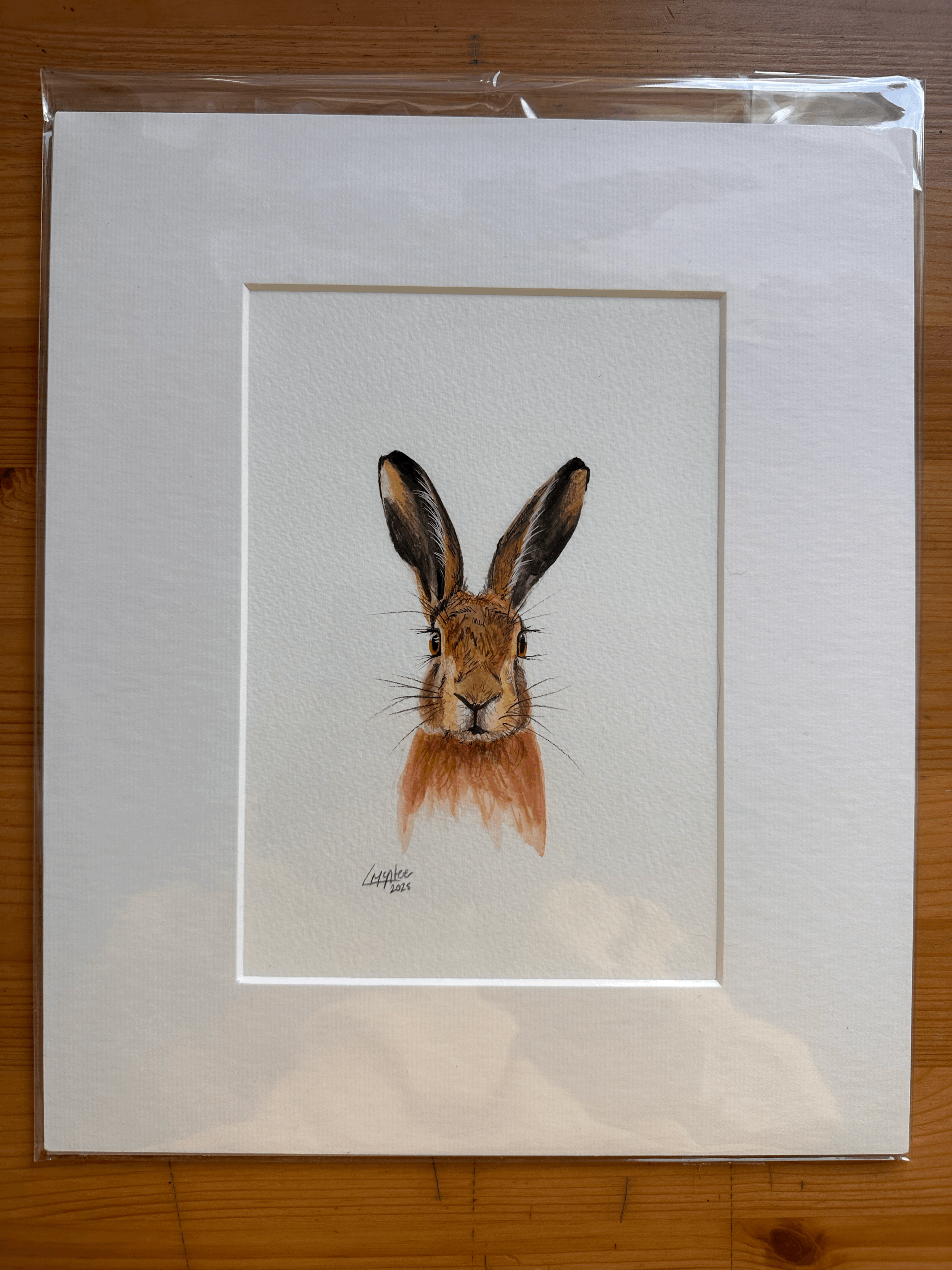 Hare original painting - mounted