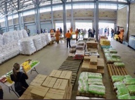  Humanitarian Aid inside a warehouse located at the Teinditas bridge border crossing that was turned into the humanitarian aid command centre 