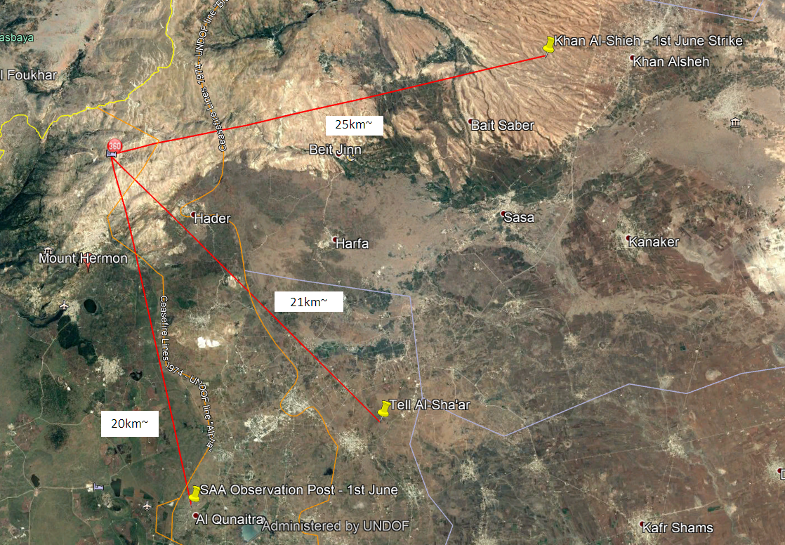 Infograph of the 2nd June strike locations in retaliation to 1st June rocket attack.