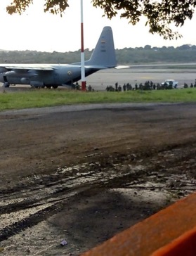  Colombian Soldiers disembarking a Colombian Air Force C-130 in Cúcuta on the 1st February 