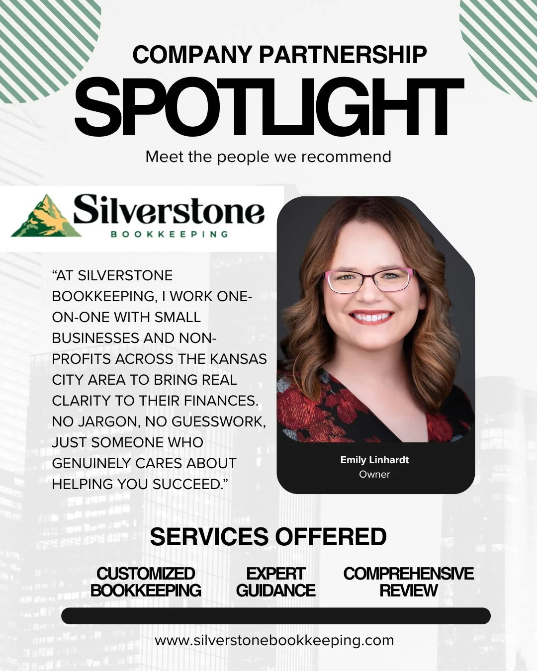 Calling all small business owners! None of us like doing admin, especially not keeping track of receipts or random expenses. Enter, Emily with Silverstone Bookkeeping! She makes it easy for us to focus on what we are good at, while she keeps us on tr