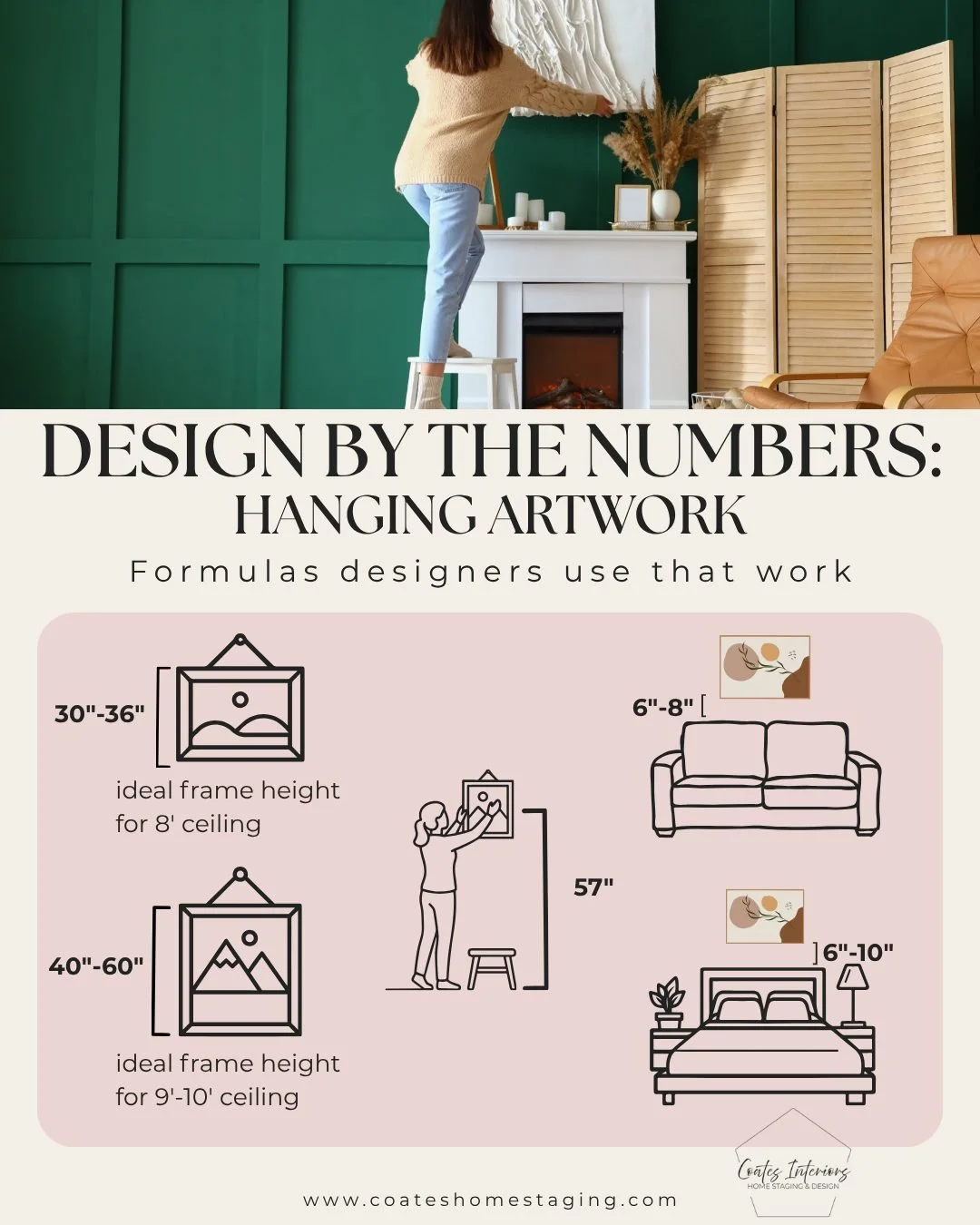 ✨ Want to transform your blank walls from basic to gallery-worthy? 🖼️👇

Hanging artwork can feel like a guessing game, but interior designers rely on a few simple rules to get it right every single time. 

👁️ The 57-Inch Rule
The biggest mistake p