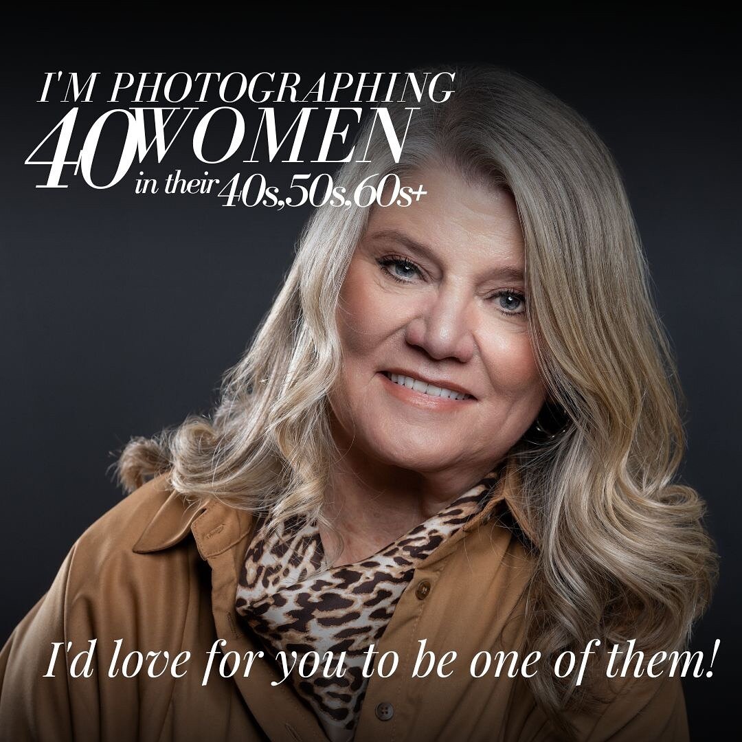 I&rsquo;m inviting 40 women 40s, 50s, 60s++ to join me for a one-of-a-kind experience. Enjoy professional hair &amp; makeup, personal styling, and your own luxurious magazine-style photo shoot in my new artsy loft studio. You&rsquo;ll be featured in 