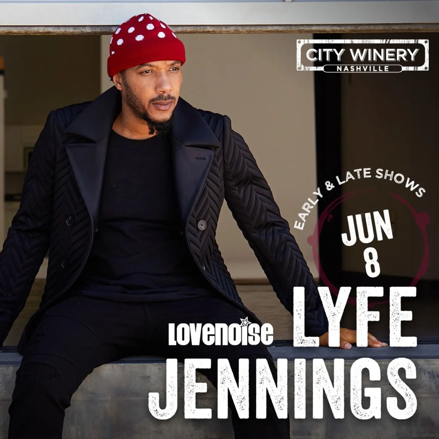 JUST ANNOUNCED: Lovenoise Alum Lyfe Jennings Live at @citywinerynsh this summer on 6/8 for two shows! Hit lovenoise.net for details! #YepYep