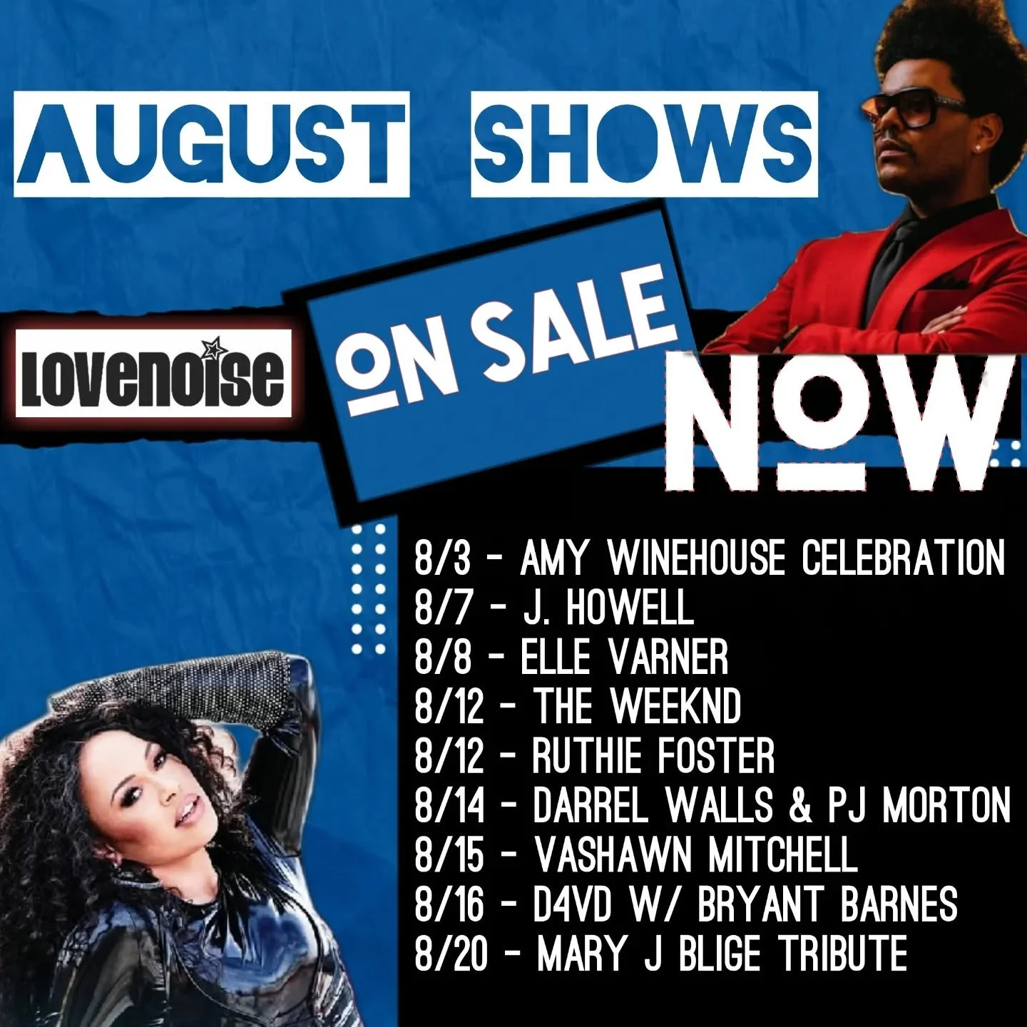 🎉Nashville, get ready for an unforgettable August with amazing shows!!! From large shows at @nissanstadium with @theweeknd + @playboicarti to intimate showcases with @pjmorton + @musiqcity at @anzieblue 🎶

 Swipe left for full details &amp; grab yo