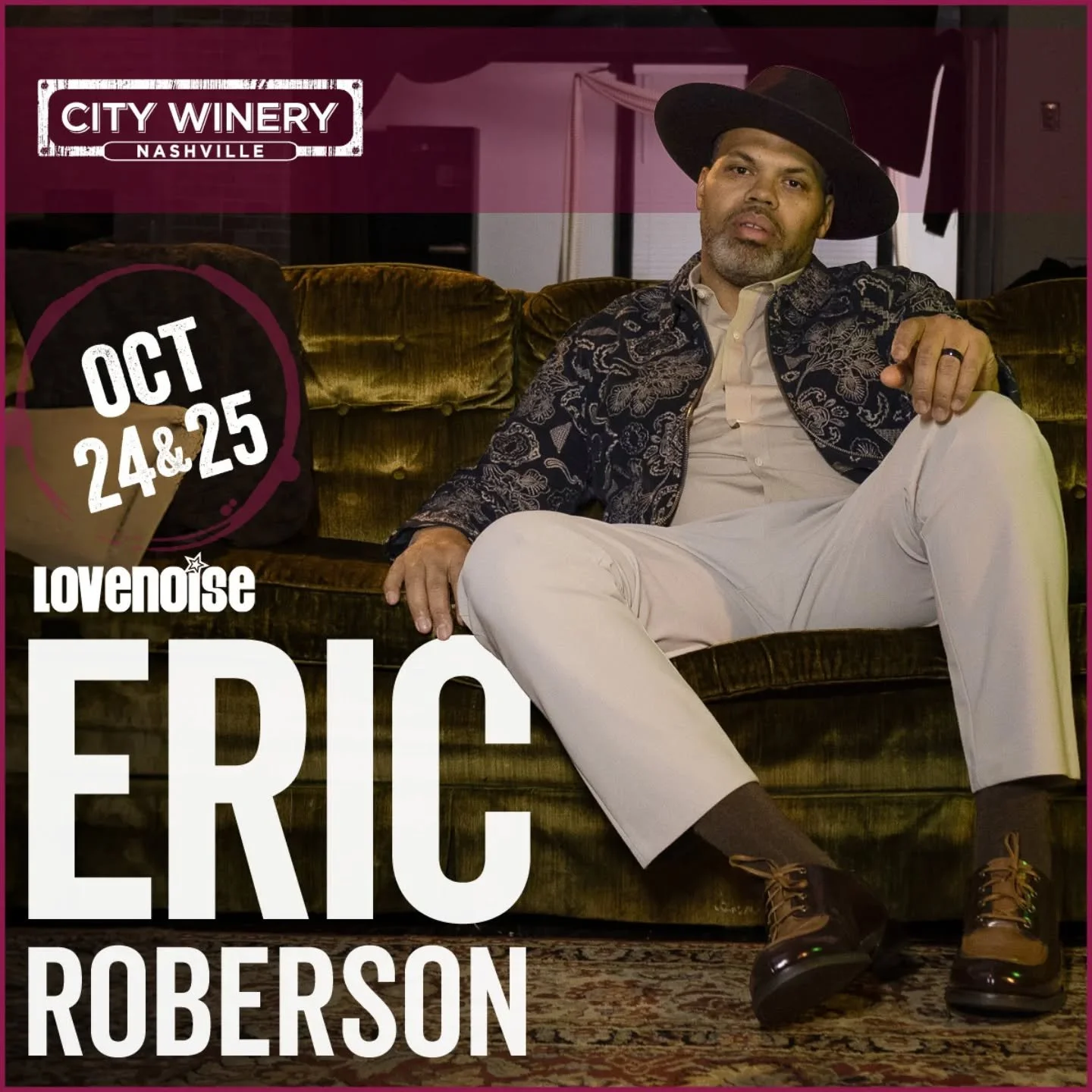 🔥 THIS WEEKEND! 🔥
ERIC ROBERSON is back at City Winery Nashville for TWO NIGHTS &mdash; Oct 24 &amp; 25!

If you know, you know &mdash; these shows sell out every time. Don&rsquo;t sleep!

🎟️ Grab your tickets NOW &mdash; link in bio!

#Lovenoise 