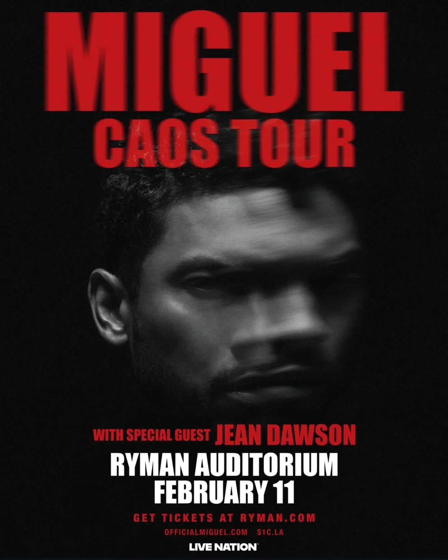 🎉 JUST ANNOUNCED! 🔥 Miguel is bringing the CAOS Tour to the 🎶 Ryman Auditorium on February 11! 🎤✨

🎟️ Tickets on sale this Friday, Oct 31st @ 10AM local! ⏰💥

#Miguel #CAOSTour #RymanAuditorium #LiveNation #NashvilleConcerts #YepYep #Lovenoise