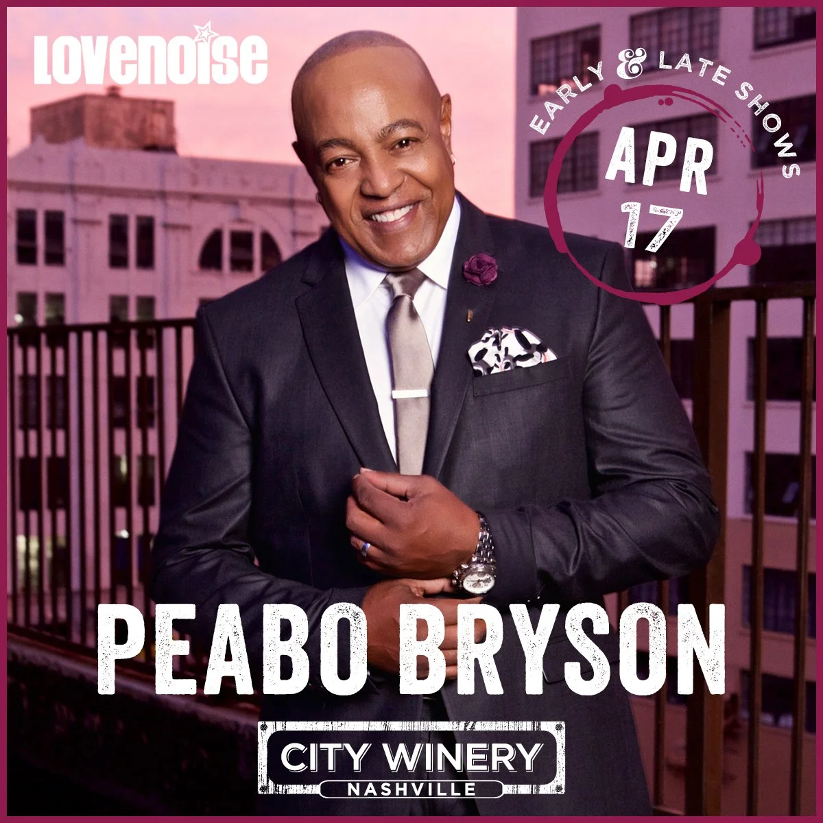 Lovenoise presents an R&amp;B legend&hellip; **Peabo Bryson** live at City Winery Nashville ❤️🔊

The **early show is almost SOLD OUT**&mdash;don&rsquo;t wait. If you&rsquo;ve ever been in love to a song, you already know what this night is about. Ti