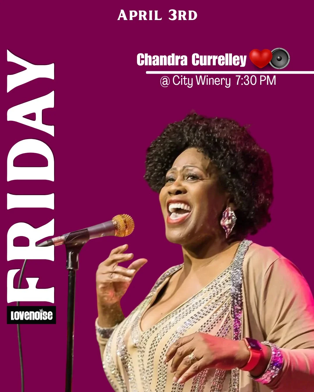 A STACKED month of shows and more ahead!⁠
⁠
Shows Coming up❤️🔈️⁠
04/03 - Chandra Currelley⁠
04/04 - The Comfort (Memphis)⁠
04/05 - Analog Soul: .ADONIS.⁠
04/12 - Analog Soul: William Davenport &amp; TIKKAAFTERDARK⁠
04/14 - David &amp; Tamela Mann⁠
0