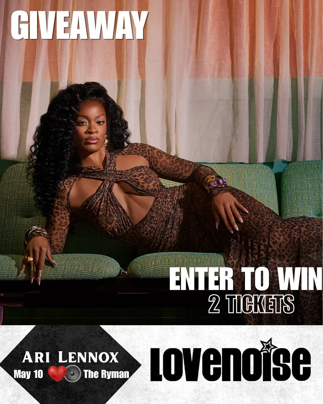 Ari Lennox is coming to @theryman on May 10th, and we&rsquo;re giving away TWO pairs of tickets to the show!⁠
⁠
Here&rsquo;s how to enter:⁠
❤️Like this post⁠
👍Must be following @lovenoise2020⁠
⬇️Tag your +1 below, each comment counts as 1 entry⁠
⁠
?