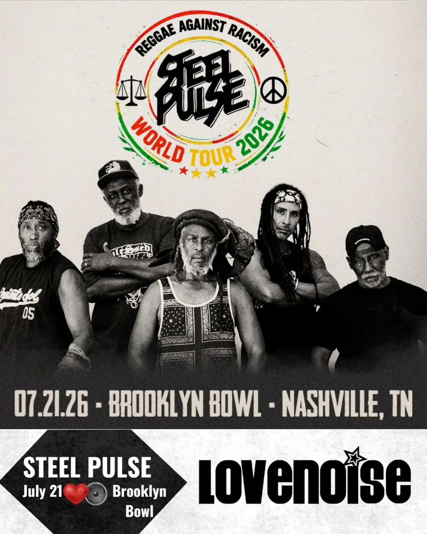 💚🖤 JUST ANNOUNCED ❤️💛
Steel Pulse comes to Brooklyn Bowl Nashville on 7/21

On sale Friday, 5/15 at 10AM ET 🎟️ #YepYep ❤️🔊