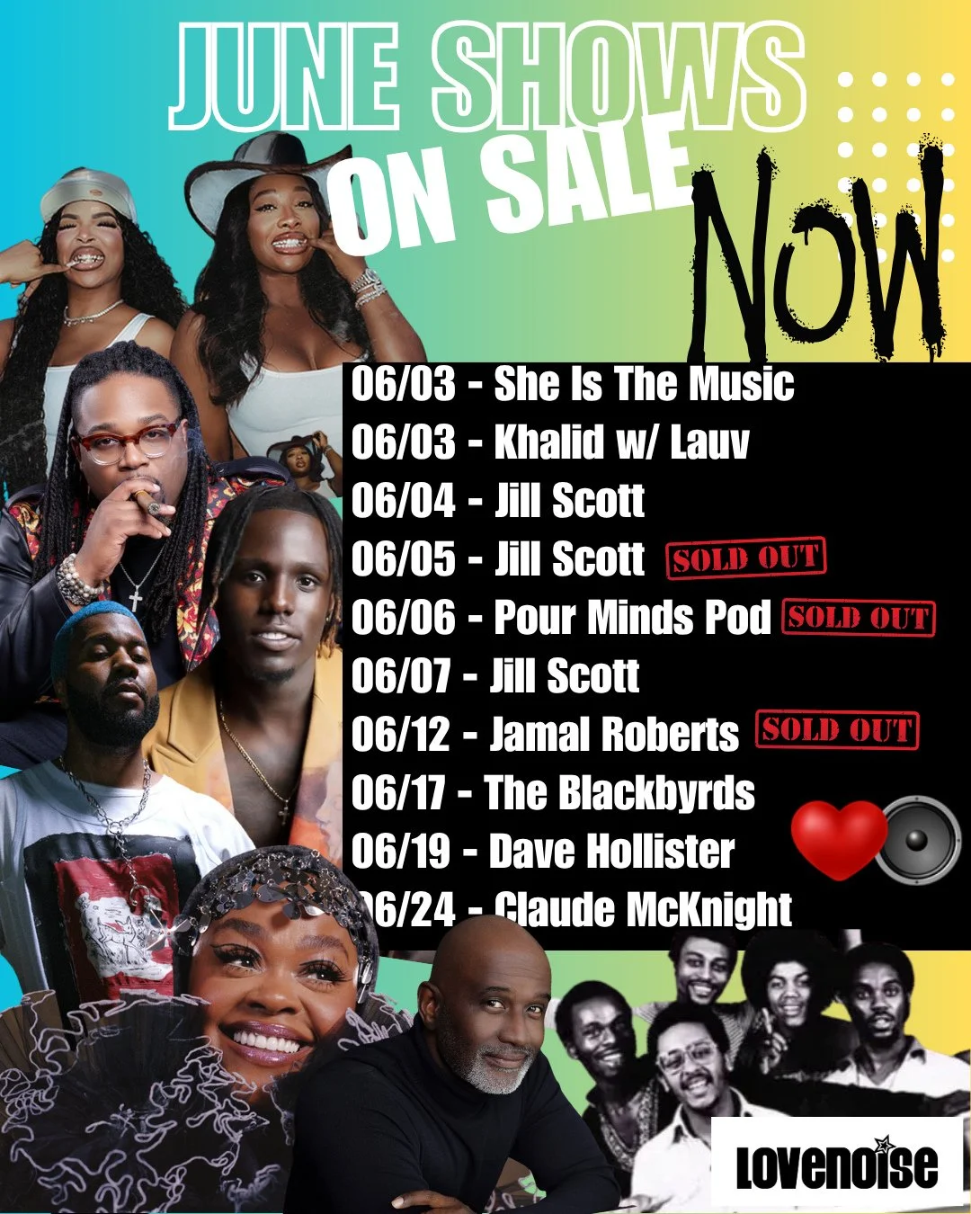 Hey Ya'll....JUNE EVENTS ARE ALREADY SELLING OUT! Get out this summer and enjoy some live music! Links to all shows in bio and Lovenoise.net! #YepYep