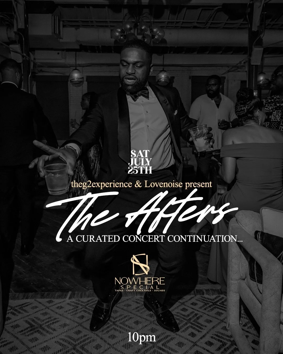 The concert ends. The night doesn&rsquo;t. THE AFTERS &mdash; Nashville&rsquo;s official after-the-show move. Two rooms. Four DJs. Premium drinks. Beautiful people. All the R&amp;B + Hip-Hop sing-alongs you came for.

Tonight at @nowherespecialnash.
