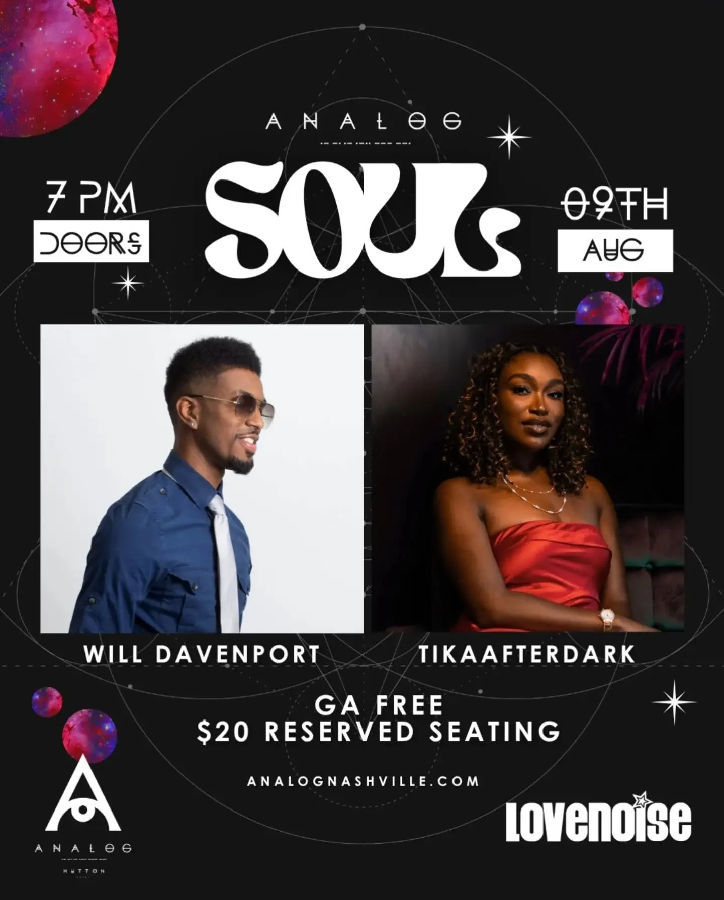 TONIGHT: ANALOG SOUL. 🎶

Sunday nights are for discovering your next favorite artist.
Pull up to Analog at Hutton Hotel tonight at 7PM for Analog Soul with Will Davenport + TikaAfterDark &mdash; live music, R&amp;B, good people and Sunday night ener