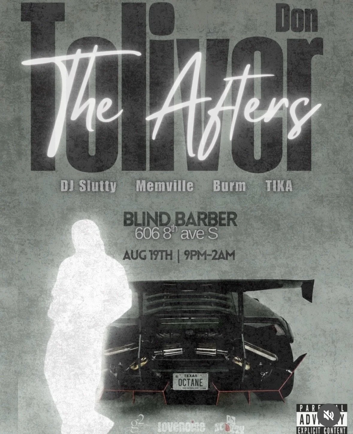 THE AFTERS &mdash; presented by Lovenoise x G2 x DJ Slutty

Heard y&rsquo;all wanted to run it back?! Following Don Toliver, pull up to Blind Barber for the afterparty. Sounds by DJ Slutty, Memville, TIKA and Burm.

🚨 ALMOST AT CAPACITY&mdash;RSVP n