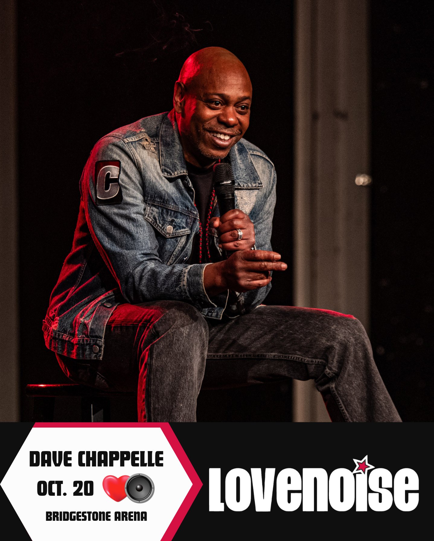 JUST ANNOUNCED! 🎤 Dave Chappelle is bringing his Karmageddon tour to Bridgestone Arena on October 20th! Tickets drop THIS Thursday, Sept 17th @ 12 PM CT 🎟️⁠
⁠
⁠
⁠
#Lovenoise #DaveChappelle #KarmageddonTour #BridgestoneArena #Nashville #NashvilleEve
