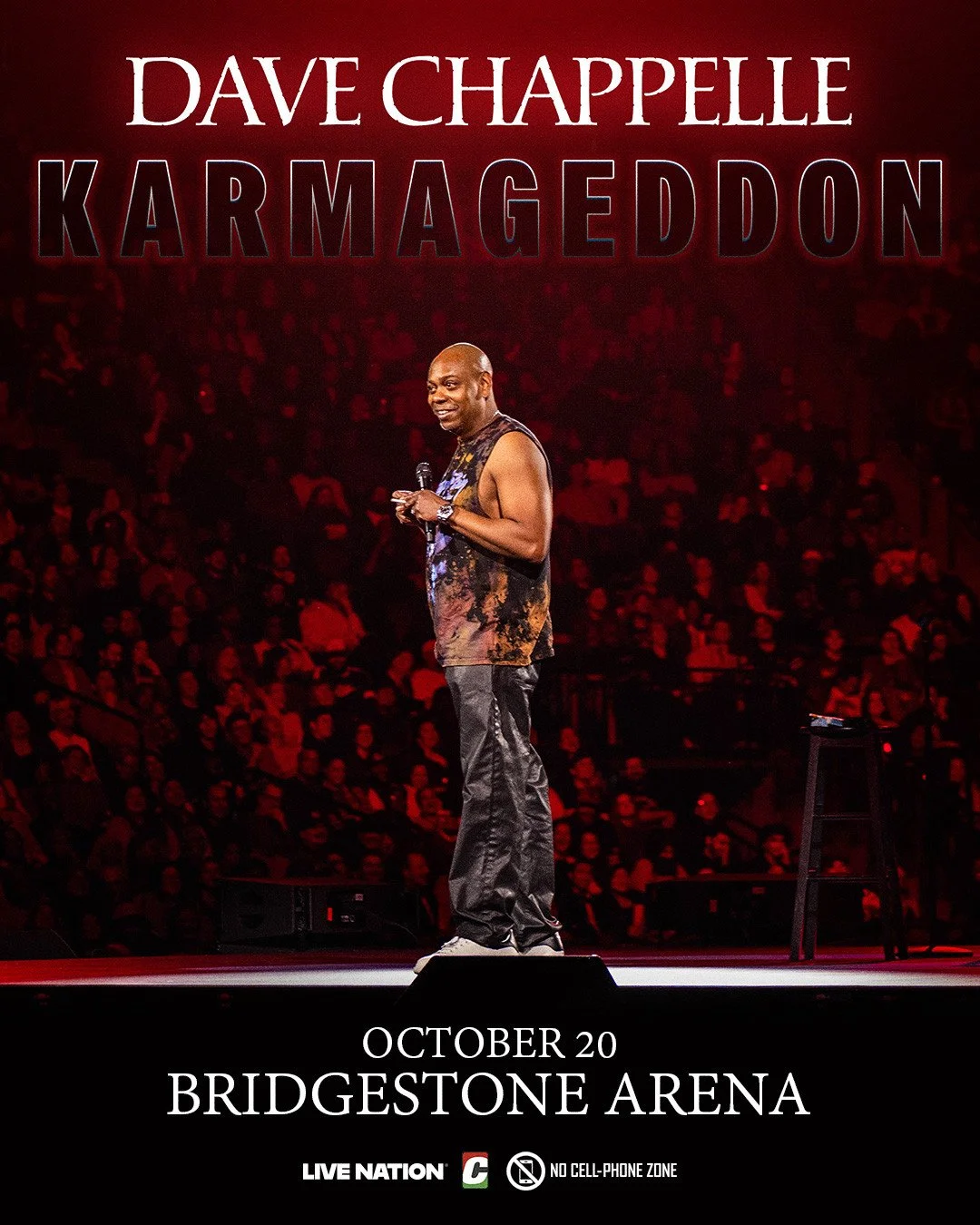 Tickets on sale NOW! 🎤 Dave Chappelle is bringing his Karmageddon tour to Bridgestone Arena on October 20th! Don&rsquo;t miss it! 🎟️⁠
⁠
#Lovenoise #DaveChappelle #KarmageddonTour #BridgestoneArena #Nashville #NashvilleEvents #Comedy #LiveComedy