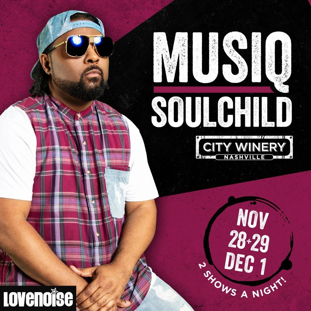 🎶 MUSIQ SOULCHILD IS BRINGING THE SOUL TO NASHVILLE. ✨⁠
⁠
THREE nights. SIX shows. And all the Musiq you came for. ❤️&zwj;🔥⁠
⁠
The R&amp;B favorite hits City Winery Nashville on November 28, November 29 &amp; December 1 with TWO SHOWS EACH NIGHT. ⁠