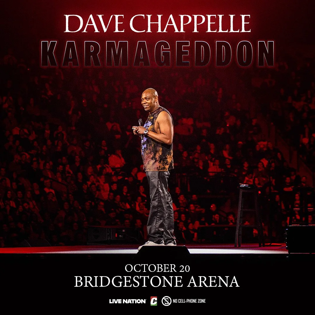 Tickets on sale NOW! 🎤 Dave Chappelle is bringing his Karmageddon tour to Bridgestone Arena on October 20th! Don&rsquo;t miss it! 🎟️⁠
⁠
#Lovenoise #DaveChappelle #KarmageddonTour #BridgestoneArena #Nashville #NashvilleEvents #Comedy #LiveComedy
