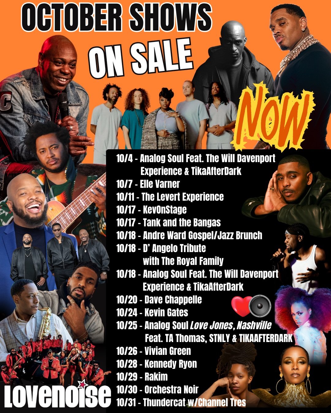October is bringing BIG energy, big names, and plenty of reasons to get out. 🎶🔥

From soulful Sundays and live jazz to comedy, hip-hop, R&amp;B, gospel, and genre-bending sounds, Lovenoise has your October calendar covered.

✨ OCTOBER WITH LOVENOIS