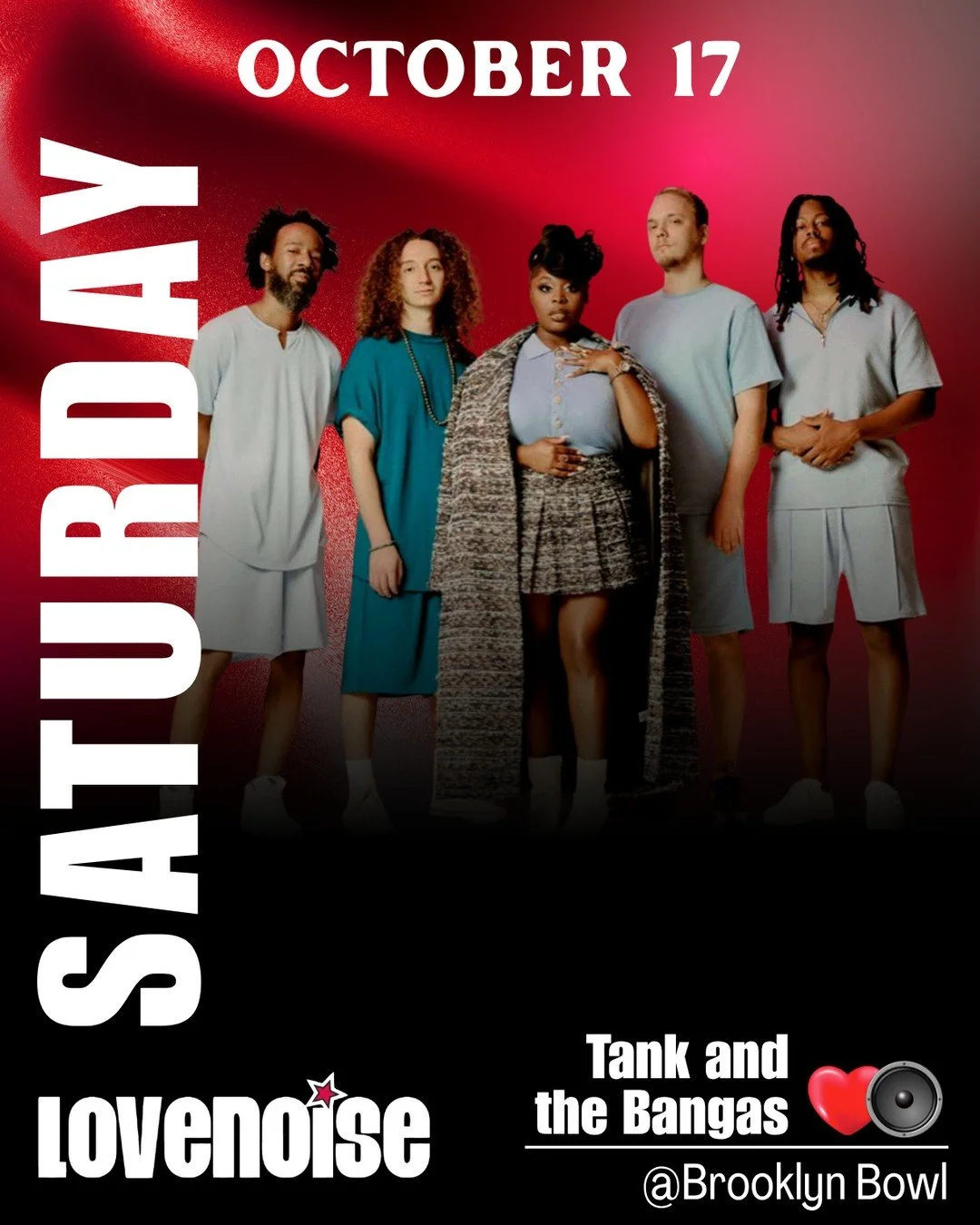 🚨 NASHVILLE, THE WAIT IS ALMOST OVER! 🚨⁠
⁠
A little funk, a lot of soul, and a WHOLE lot of energy! 🔥🎤 ⁠
⁠
Tank and the Bangas are bringing their genre-bending sound and larger-than-life stage presence to Brooklyn Bowl this Saturday, October 17!⁠