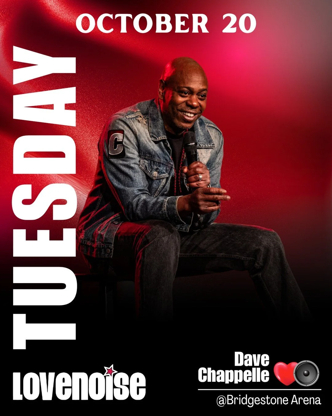 🚨 NASHVILLE, THIS IS YOUR SIGN TO GET THOSE TICKETS! 😂🎤⁠
⁠
DAVE CHAPPELLE. LIVE IN NASHVILLE. Need we say more?! 👀🔥⁠
⁠
The comedy legend hits Bridgestone Arena on October 20, and if you know, YOU KNOW. This is your chance to catch one of the mos