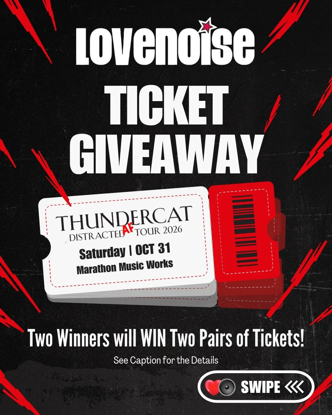 🎃👻 GIVEAWAY ALERT! 2 PAIRS OF TICKETS UP FOR GRABS! 👻🎃

Nashville, we&rsquo;re giving TWO lucky winners a chance to see Thundercat LIVE at Marathon Music Works on October 31! 🎶

Ready to spend Halloween with some funky bass lines and genre-bendi