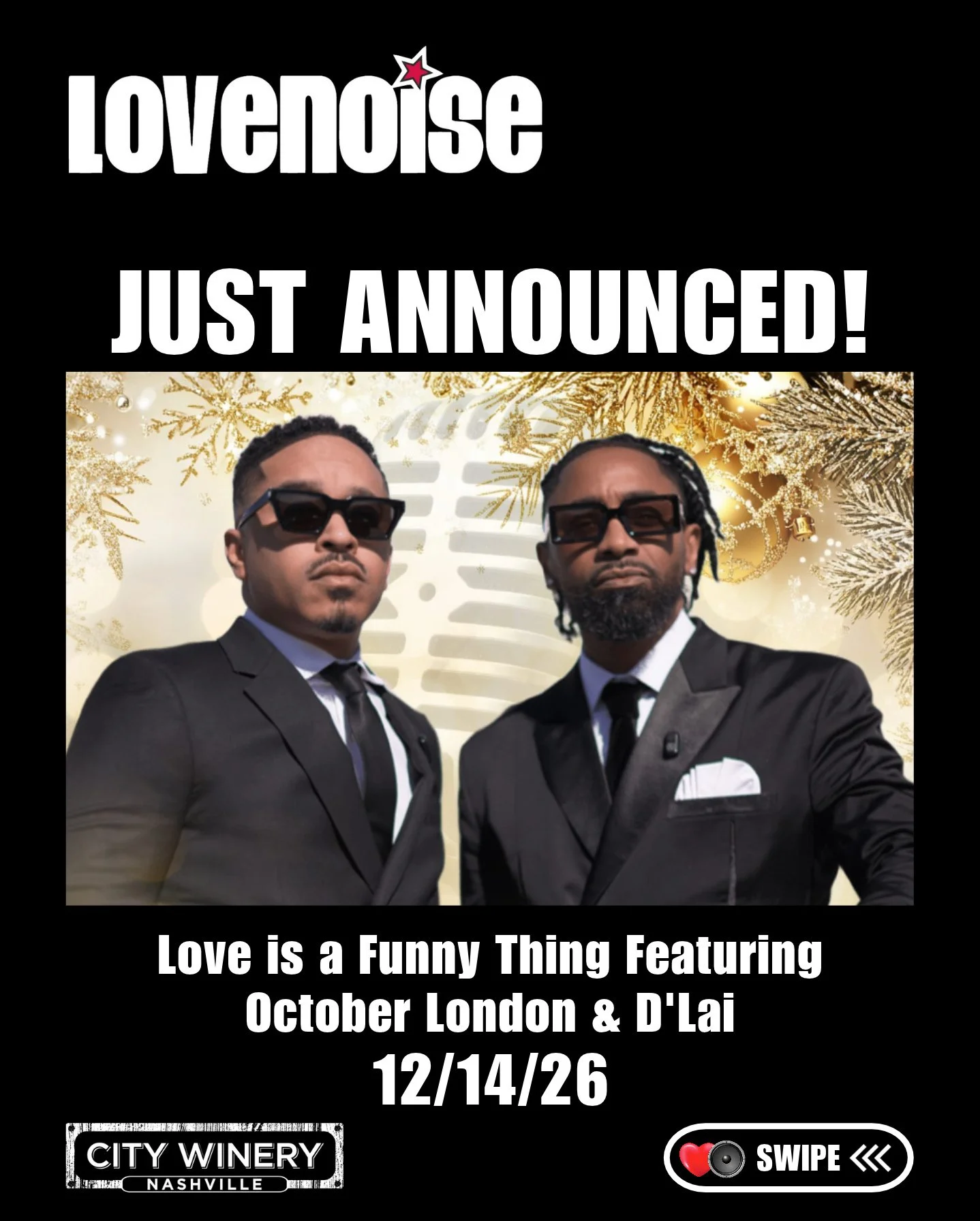 ❤️😂 LOVE IS A FUNNY THING&hellip; AND THIS ONE IS LIVE!⁠
⁠
R&amp;B meets real talk, and unfiltered laughs as October London &amp; D&rsquo;Lai bring Love Is a Funny Thing to City Winery Nashville! 🎤⁠
⁠
From soulful sounds to hilarious takes on love,