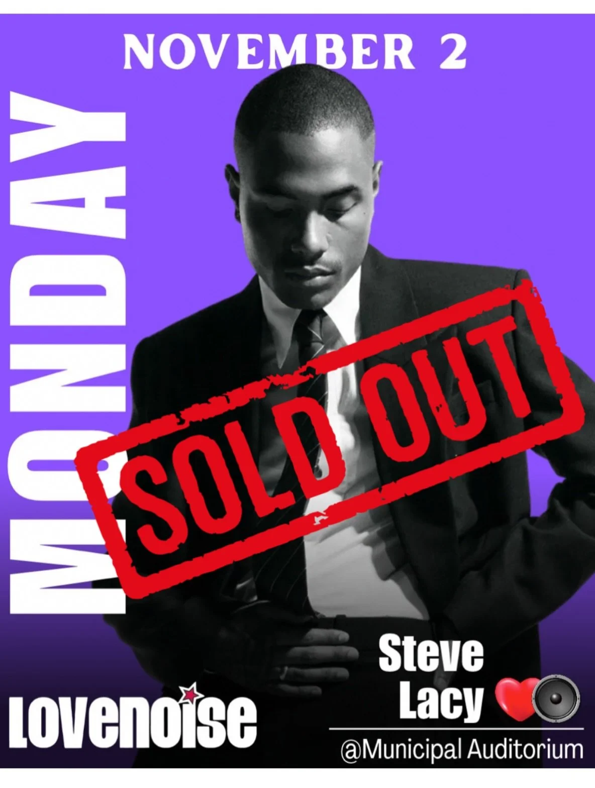 🚨 NASHVILLE, YOU DID IT AGAIN &mdash; STEVE LACY IS SOLD OUT! 🔥⁠
⁠
Tickets went fast for Monday, November 2, at Municipal Auditorium! If you secured yours, consider yourself lucky. 🙌🏽⁠
⁠
We&rsquo;ll see you Monday night!⁠ #YepYep
⁠
#Lovenoise #St