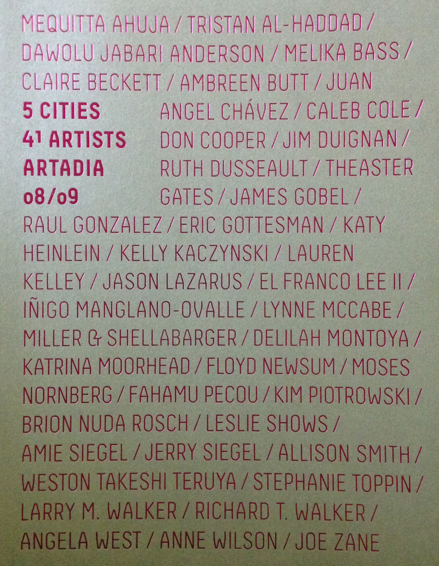 5 Cities 41 Artists Artadia 2008-09.JPG