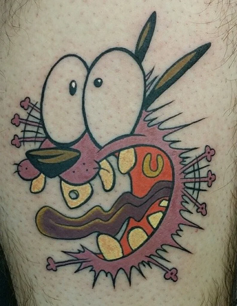 Color Courage the Cowardly Dog Tattoo By Alix at Certified Tattoo Studios Denver Co .jpg