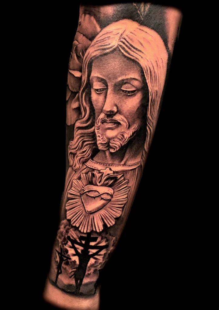 Custom Black and Gray Jesus Sleeve Tattoo by Ramon at Certified Tattoo Studios Denver Co-2.jpg