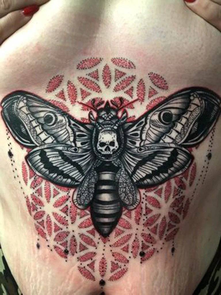 Custom Black and Gray Moth and Bee and Skull Tattoo by Ramon at Certified Tattoo Studios Denver Co-2.jpg