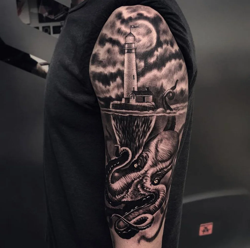 Custom Black and Grey Light Hose and Octopus Tattoo by Bryan Alfaro at Certified Tattoo Studios Denver CO (8).jpg