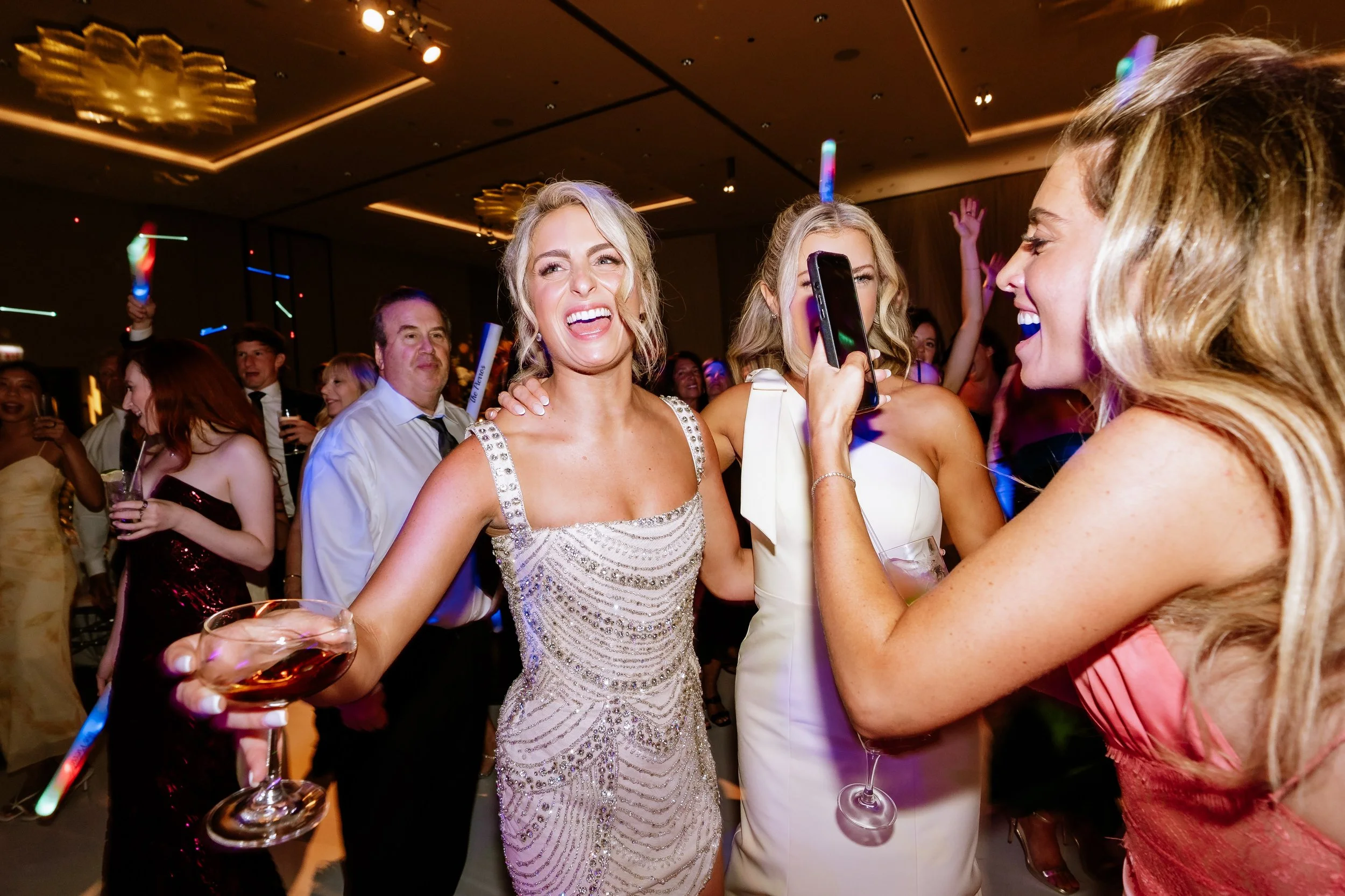 Bride and guests dance and Loews Chicago reception