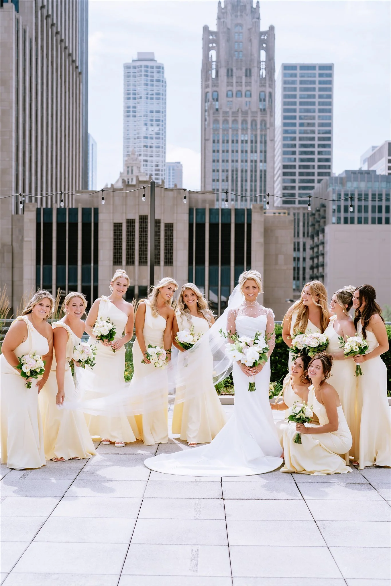 Loews Chicago Hotel rooftop terrace bridal party