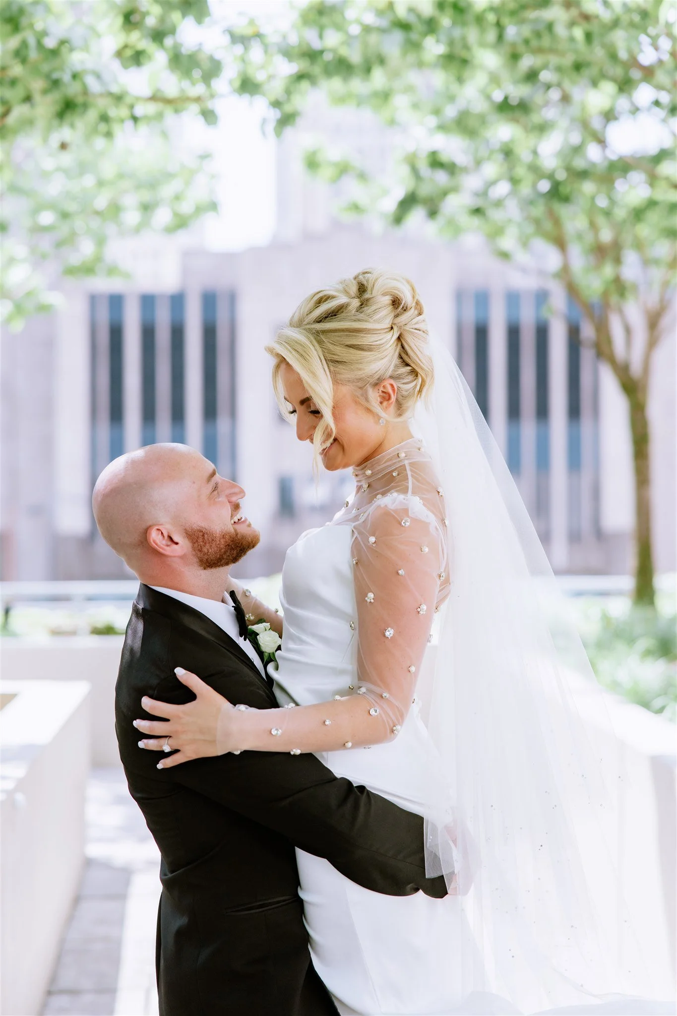 Couple's portrait at Loews Chicago Hotel wedding