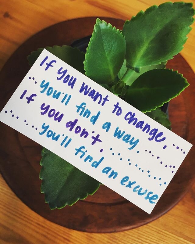 If you want to change, you&rsquo;ll find a way. If you don&rsquo;t, you&rsquo;ll find an excuse. .
.
.
#harshtruth #personaldevelopment #personalgrowth #personalgrowthjourney #healingjourney #overcomefear #embracethejourney #feelthefeelings #courageo