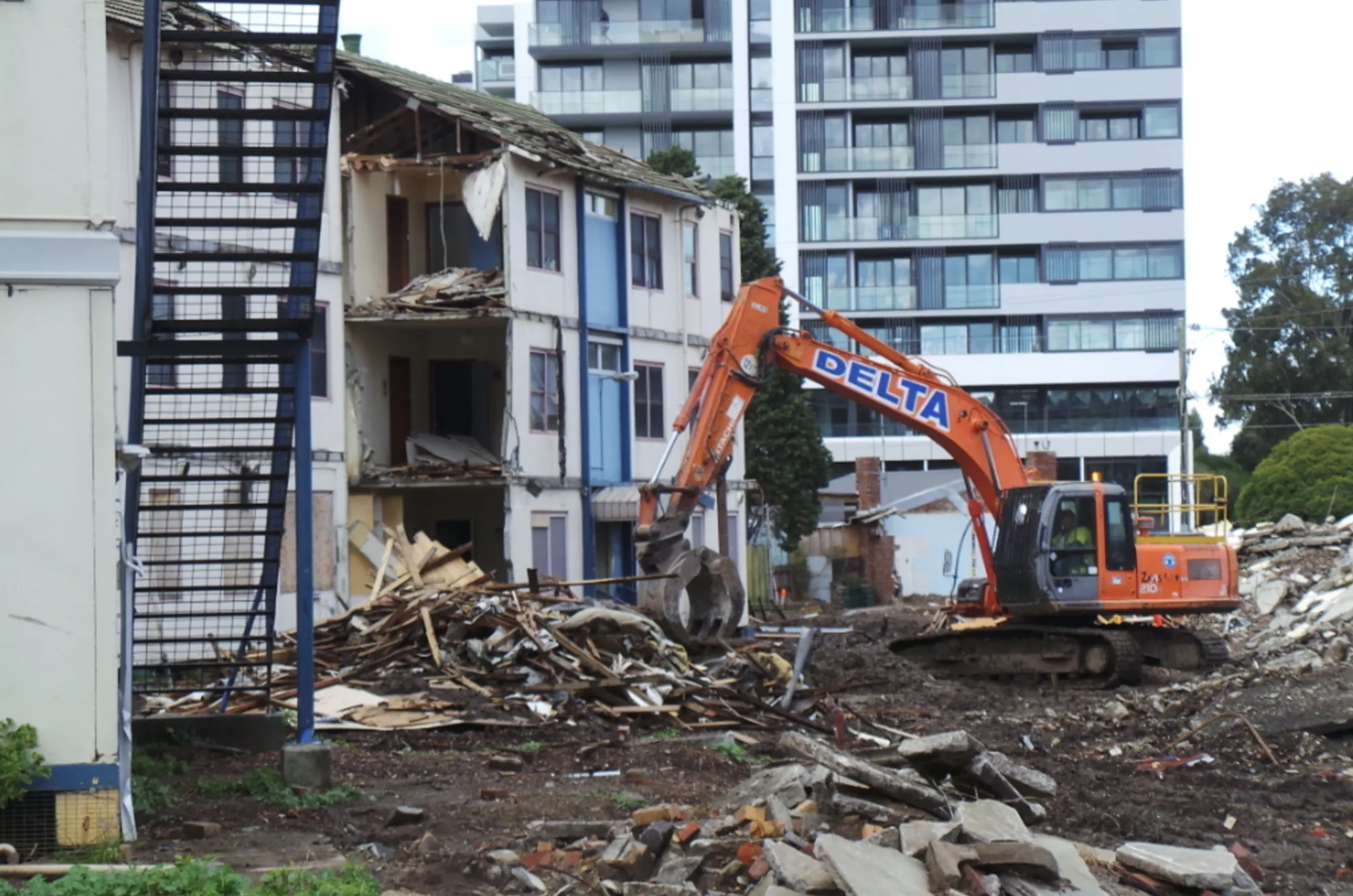 Public housing being demolished in Melbourne, Victoria, Australia.