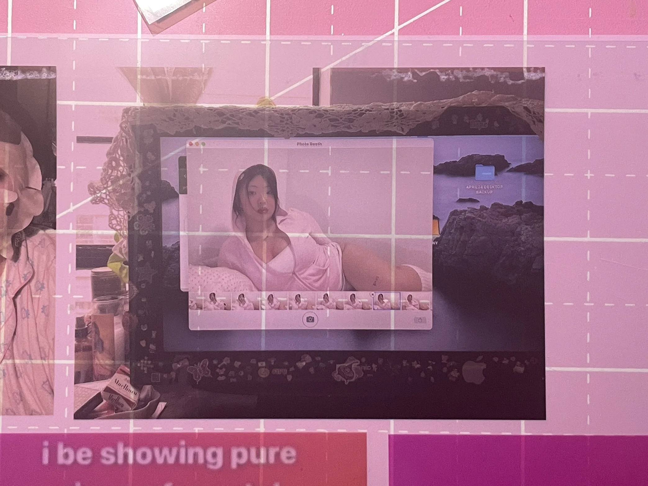 Found and original imagery and text, printed on transparency film and archival inkjet paper.