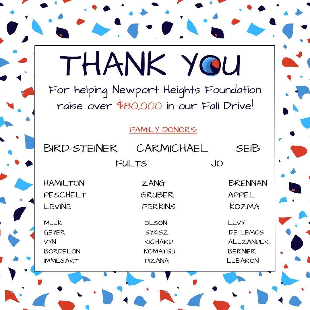 Thank you to all of our generous Fall Drive donors this year. Together we raised a record of over $80,000!!! NHES is continuously humbled and grateful for our amazing community ✨